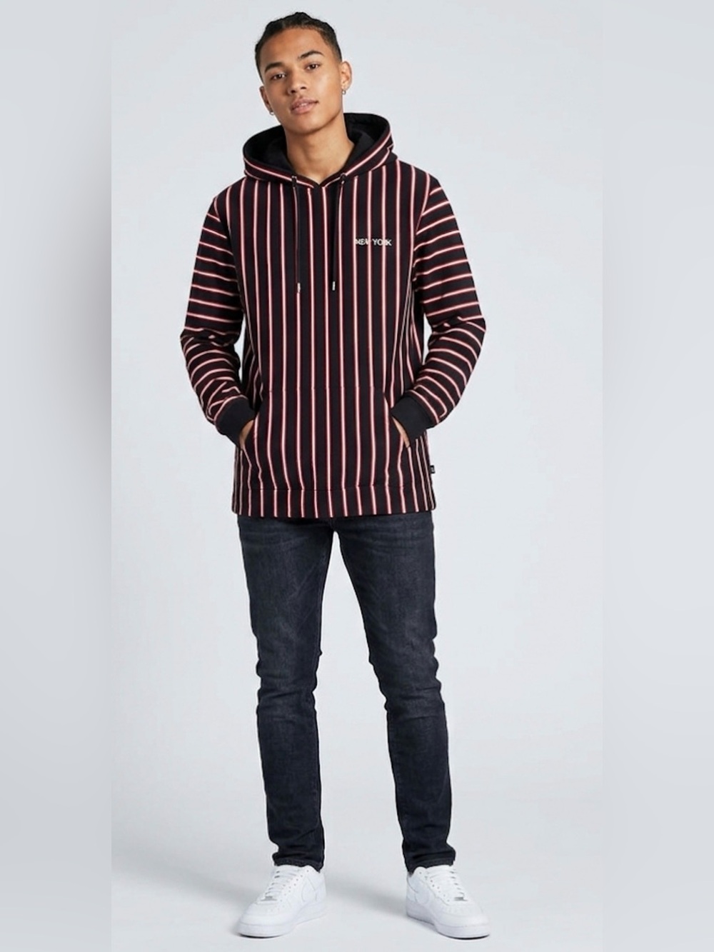 V.A.L.A Striped "New York" Hoodie - Size S (possible no label size) new no tags - Picture 1 of 5